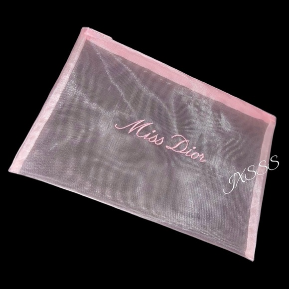 Baby-Pink (Mesh) Dior Beauty (Miss Dior) Embroidered Cosmetic-Makeup Bag - Picture 2 of 16